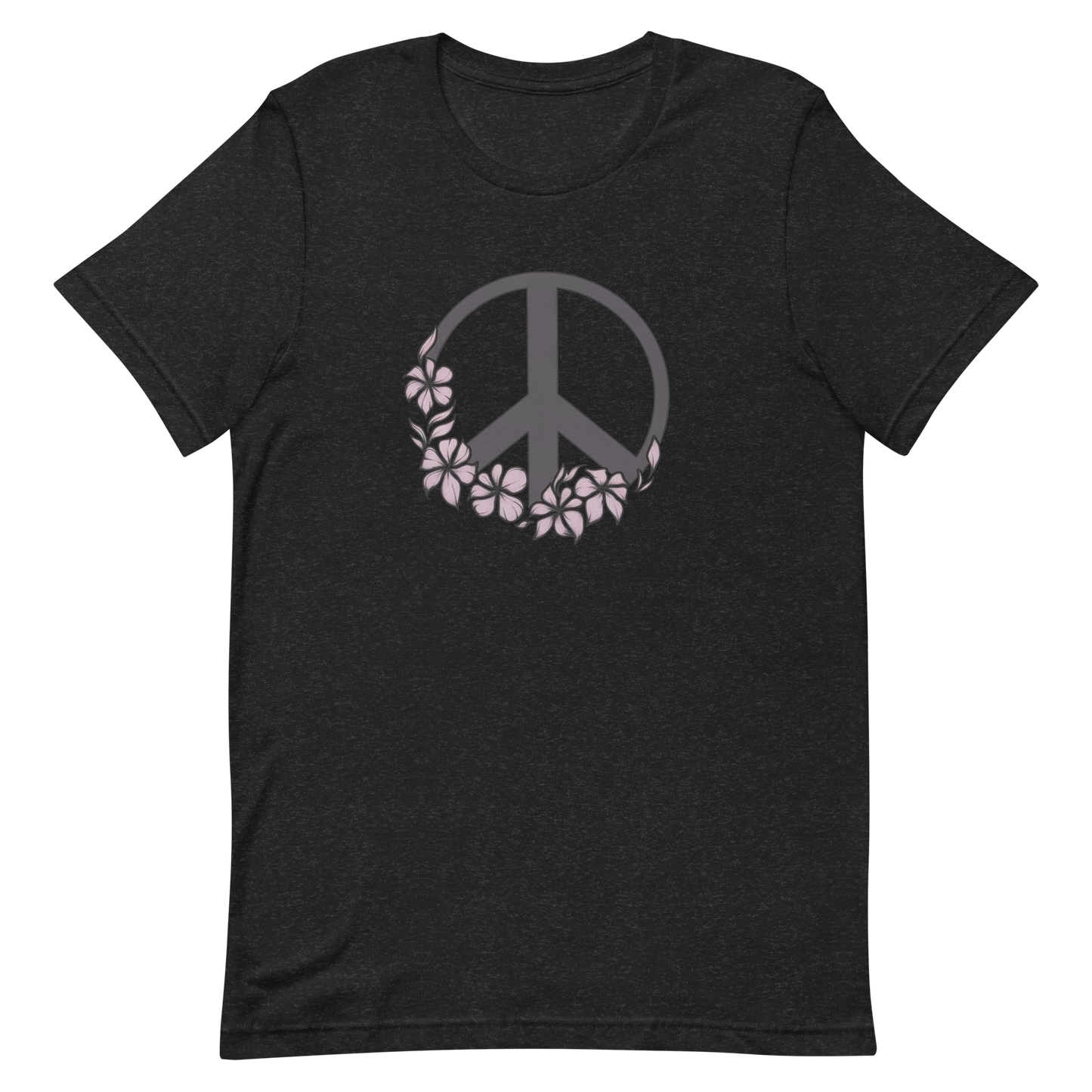 Black Peace & Pink Flowers T-Shirt – Bold and Blooming.