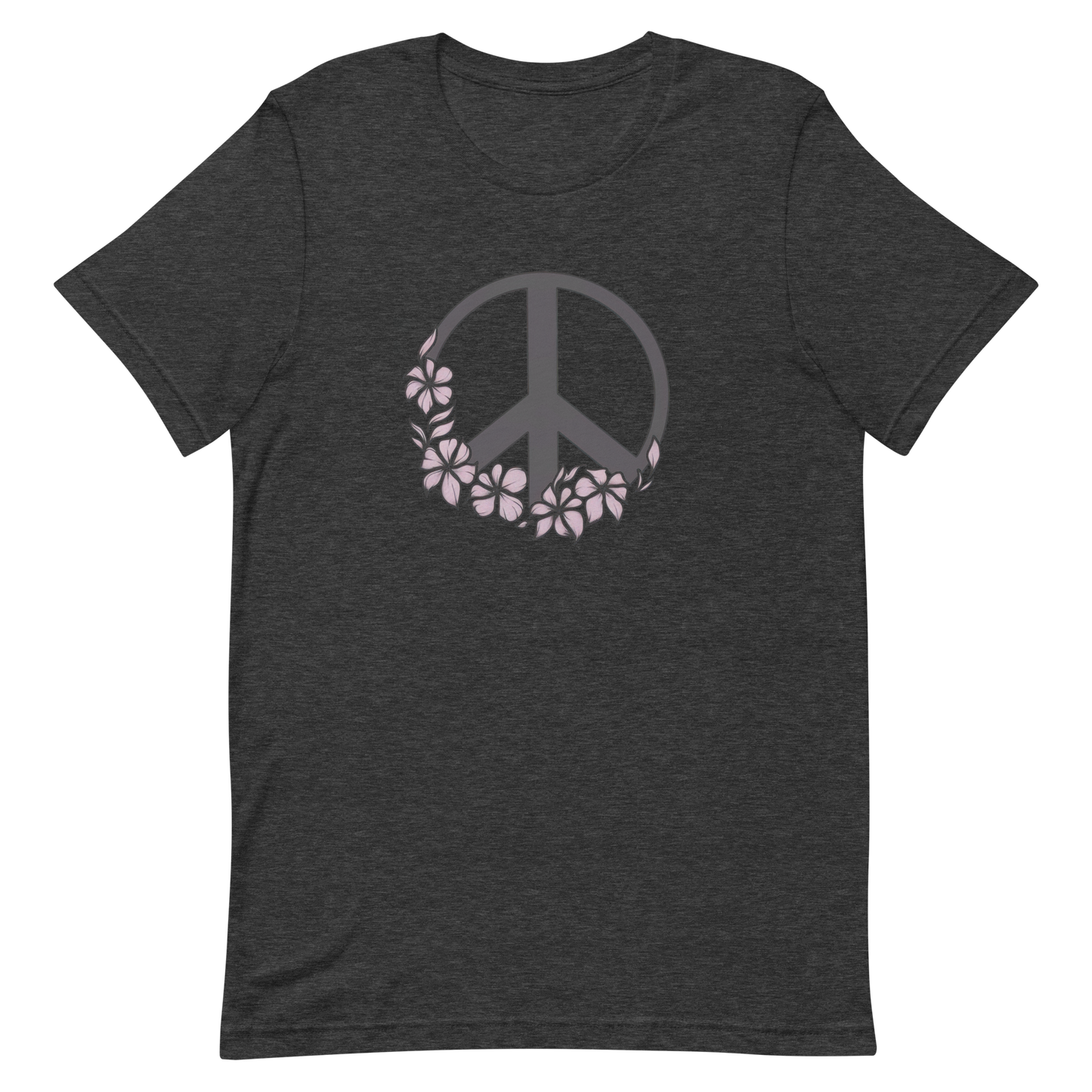 Black Peace & Pink Flowers T-Shirt – Bold and Blooming.