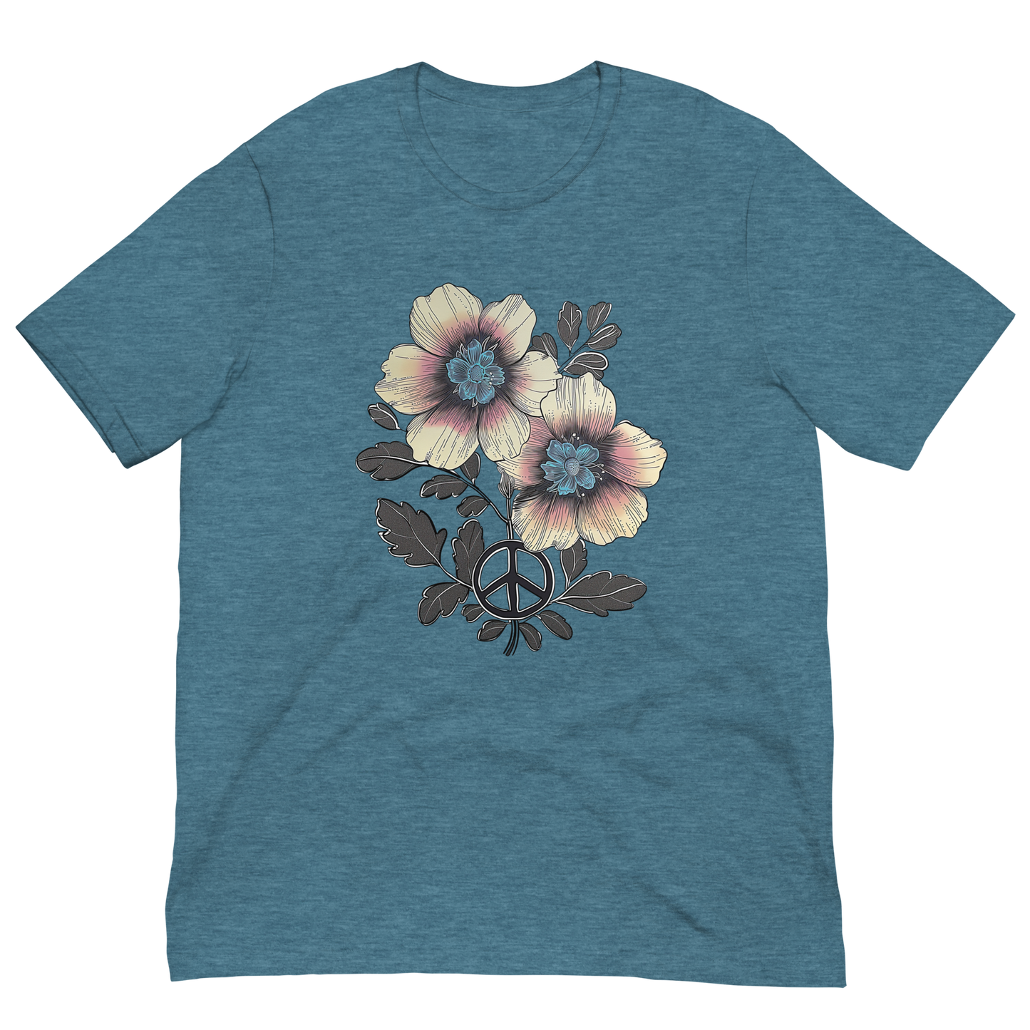 Floral Harmony Peace Symbol Unisex T-Shirt – Nature and Peace United